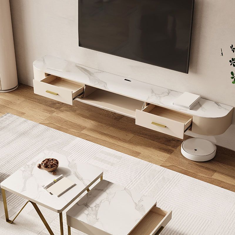 Modern Stone TV Media Console Floating Stand Console for Living Room