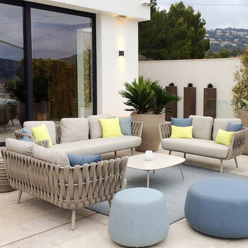 Modern Wicker Patio Sofa No Distressing Outdoor Patio Sofa with Cushions