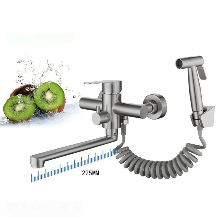 Contemporary Bridge-Style Kitchen Faucet Low Profile with Side Spray