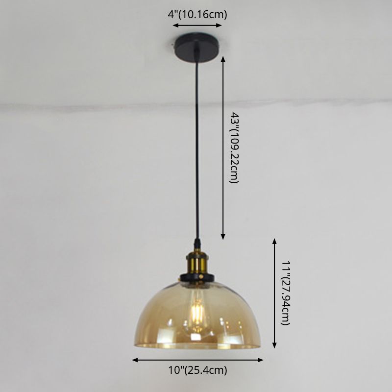 1 Light Ceiling Light Retro Industrial Style Glass Ceiling Fixture for Restaurant