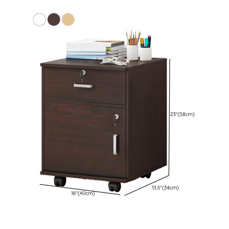 Contemporary File Cabinets Solid Wood Frame Key Lock File Pedestal Office