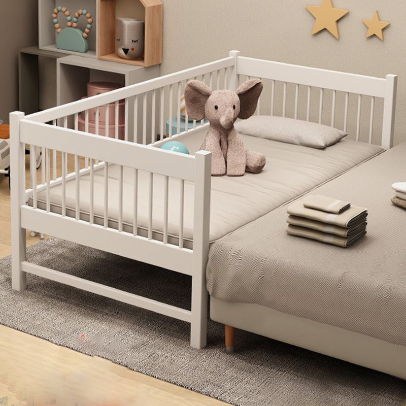 Solid Wood Toddler Bed Detachable Guardrails Kids Bed with Staircase