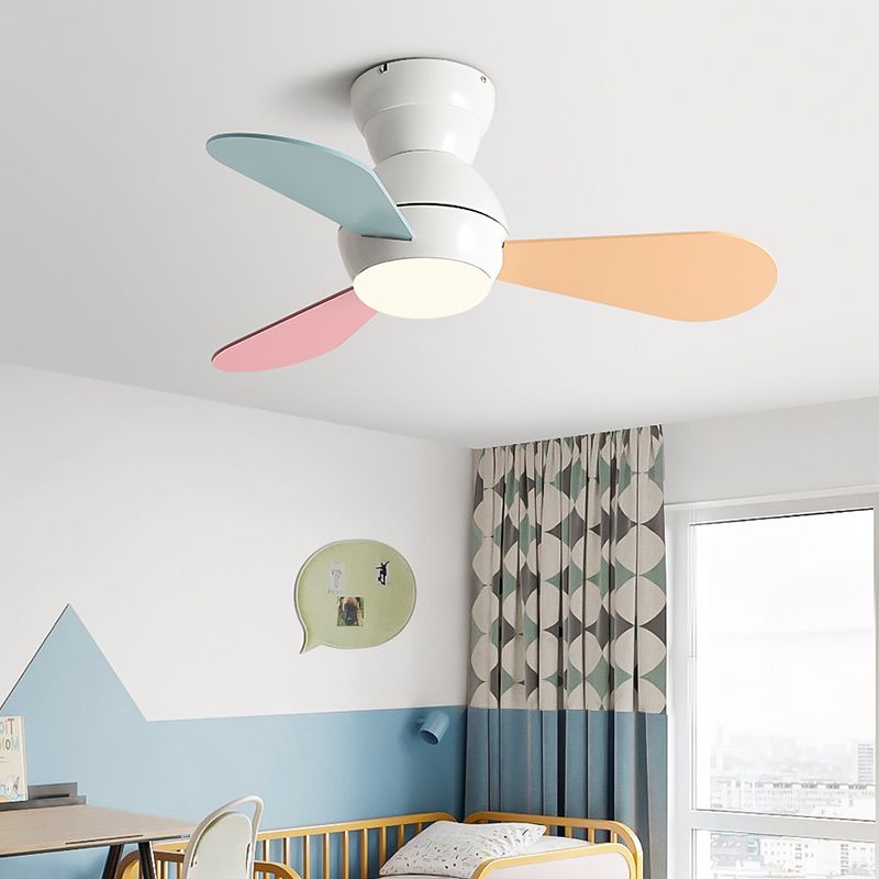 Colorful LED Ceiling Fan Light Modern Metal 1 Light LED Ceiling Fan for Children's Room