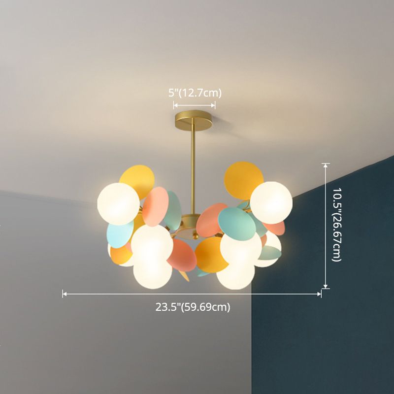 Balloon Hanging Light Fixtures Cartoon Metallic Drop Pendant with Glass Shade for Bedroom