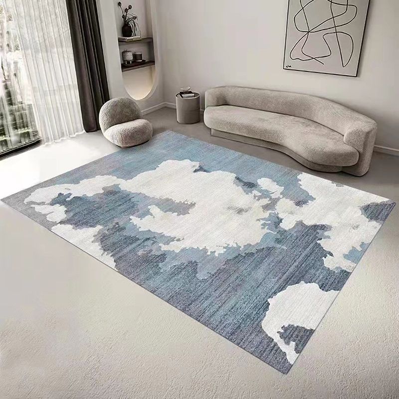 Gray Modern Rug Polyester Graphic Rug Non-Slip Backing Rug for Drawing Room