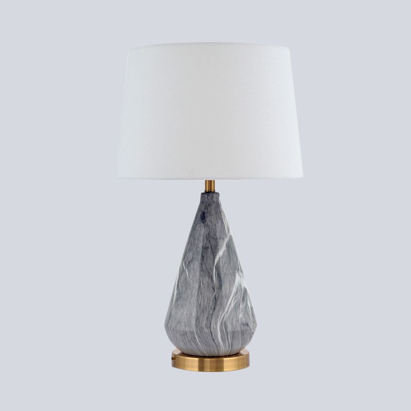 Lampada da tavolo in ceramica lacrima moderna 1 scrivania grigio lampadina con tonalità tessuto a tamburo bianco