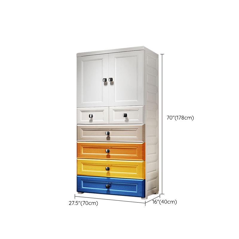 Contemporary Wardrobe Armoire Plastic Wardrobe Closet with Drawers