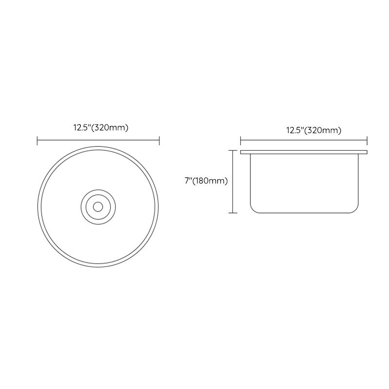 Contemporary Style Kitchen Sink Round Stainless Steel 1 Holes Kitchen Sink