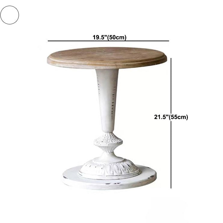 French Country Style Cocktail Table Solid Wood with White/black Metal Base Coffee Table