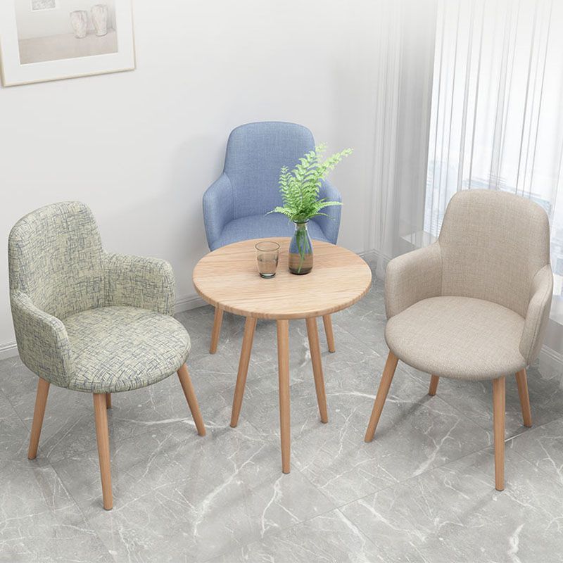 Minimalist Design Fabric Dining Chair for Home Solid Back Arm Side Chair