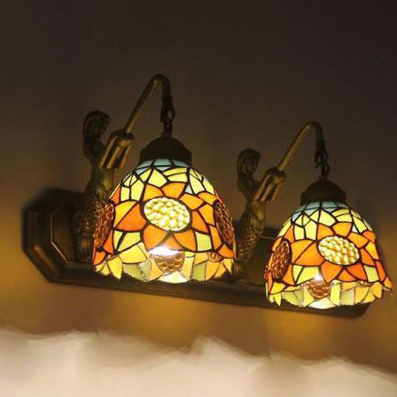 Stained Glass Mirror Wall Lights Modern Simple Stlye Multi Heads Wall Mount Fixture