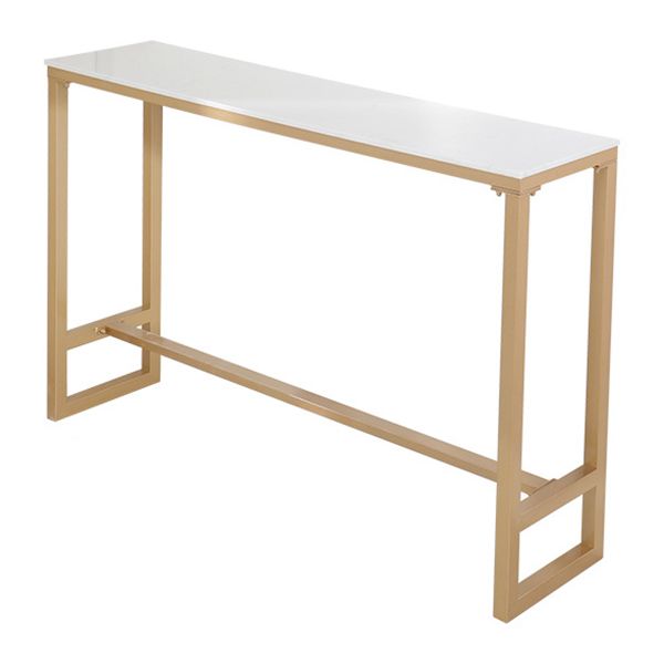 Stone Bar Dining Table Glam Style Rectangle Bar Table with Trestle for Dining Room