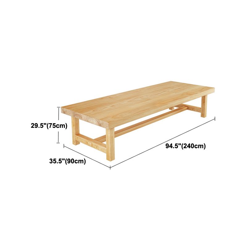 Contemporary Natural Pine Wood Desk Rectangle Wood Base Desk for Office