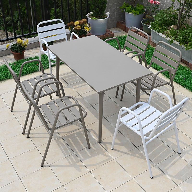 Contemporary Metal Dining Chair Open Back Outdoors Dining Chairs