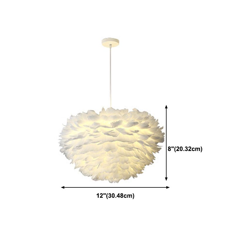 Unique Shade Hanging Lighting Modern Style Feather Multi Light Hanging Lamp for Restaurant