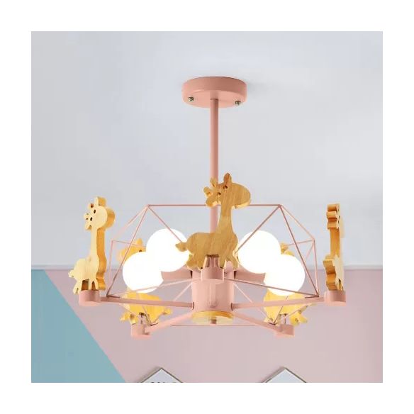 Telaio filo semifulto leggero a montaggio con giraffa 5 teste bambini lampada a soffitto metallico per camera da letto
