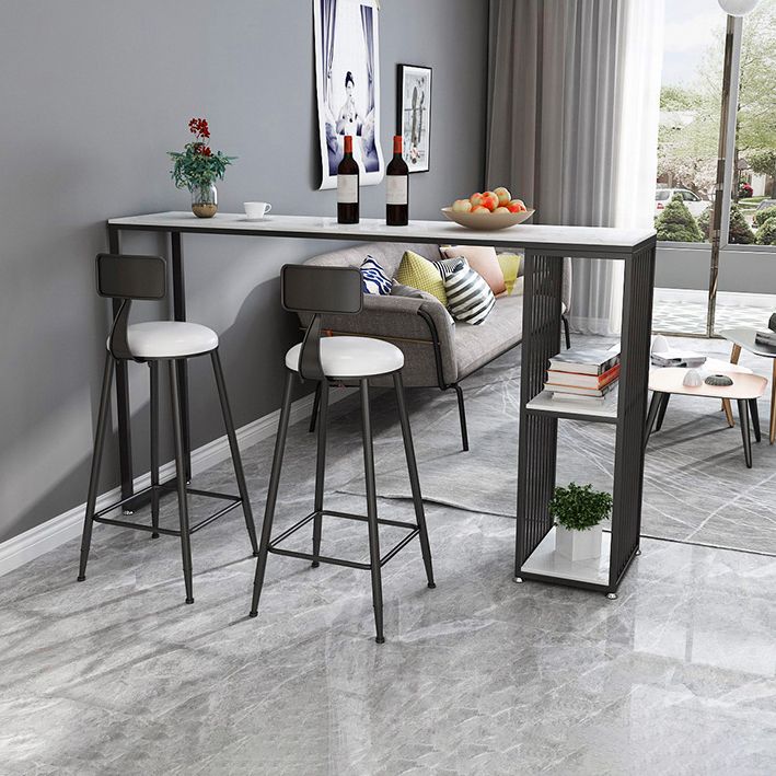 Stone Rectangle Bar Dining Table Contemporary Bar Table with Sled Base