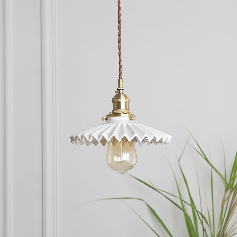 Ceramic Industrial Pendant Light 1-Light Hanging Ceiling Light for Home-stay