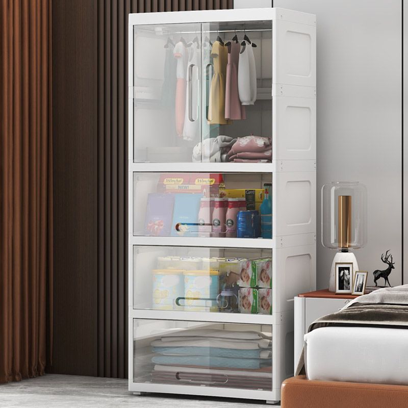 Modern Style Plastic Kids Closet Door Included Bedroom Armoire