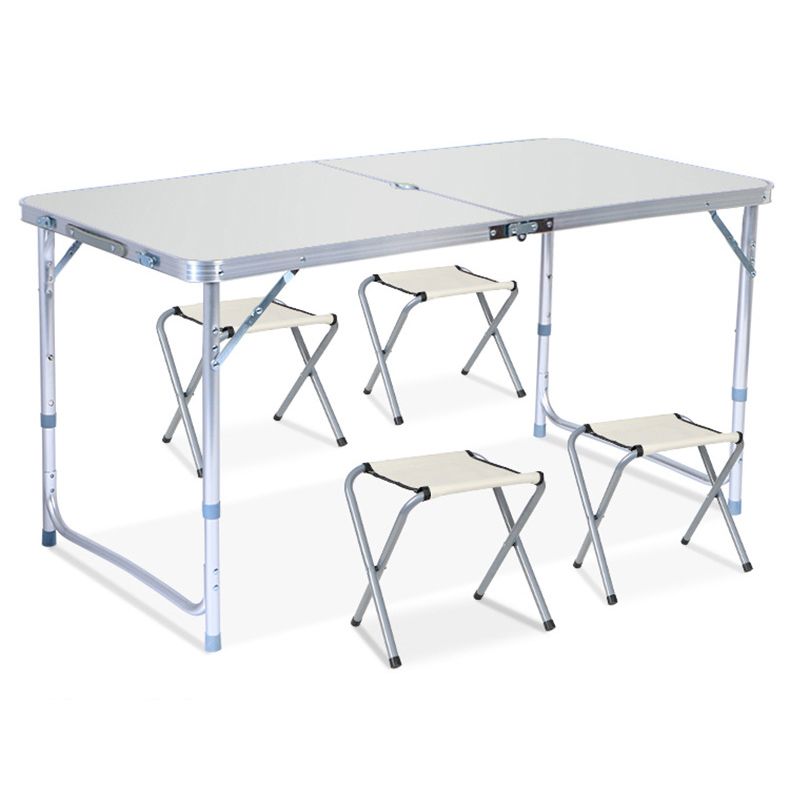 Contemporary Outdoor Table Rectangle Folding Table with Metal Base