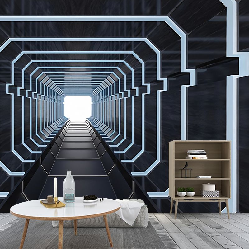 Modern Wall Art for Meeting Room, Black and White 3D Outstretched Tunnel, Made to Measure