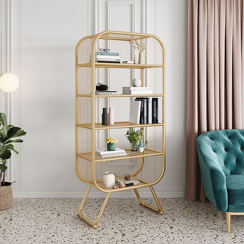 Vertical Metal Bookshelf Etagere Closed Back Shelf Bookcase for Home