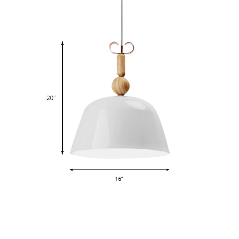 12"/16" Wide Nordic Style Bell Pendant Lighting Metal Single Light Monochrome Hanging Lamp for Kitchen Island