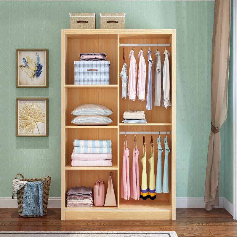 Light Wood Armoire Cabinet Pine Solid Wood Youth Armoire with Garment Rod