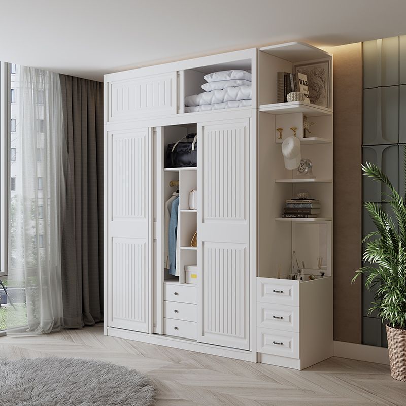 Contemporary Wardrobe Armoire with Garment Rod Wood Wardrobe Closet