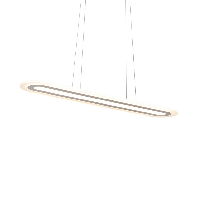 White Oval Ceiling Pendant Simplicity LED Acrylic Hanging Lamp Kit in Warm/White/Natural Light, 16"/23.5"/31.5" Wide