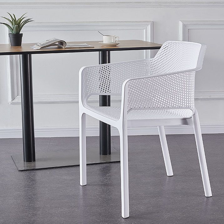 Scandinavian Plastic Kitchen Dining Room Arm Chair Solid Back Chair