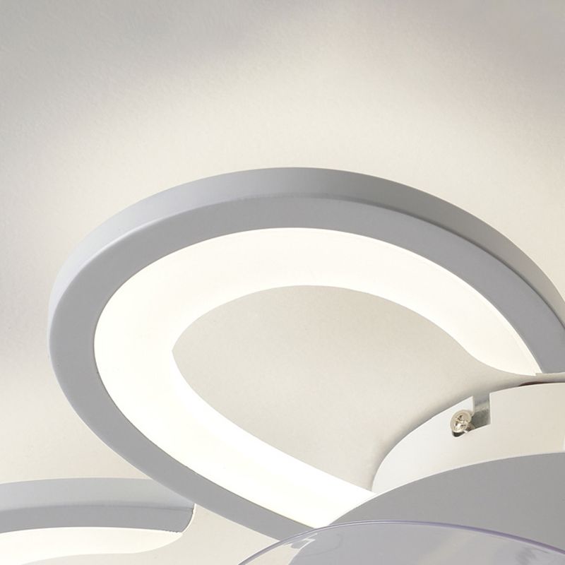 Contemporary Single White Ceiling Fan Lamp LED Acrylic Unique Ceiling Fan Light