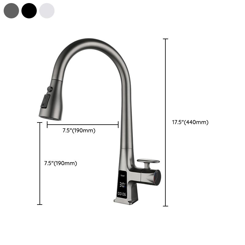 Modern Style Kitchen Faucet Gooseneck Copper Knob Handle Kitchen Faucet