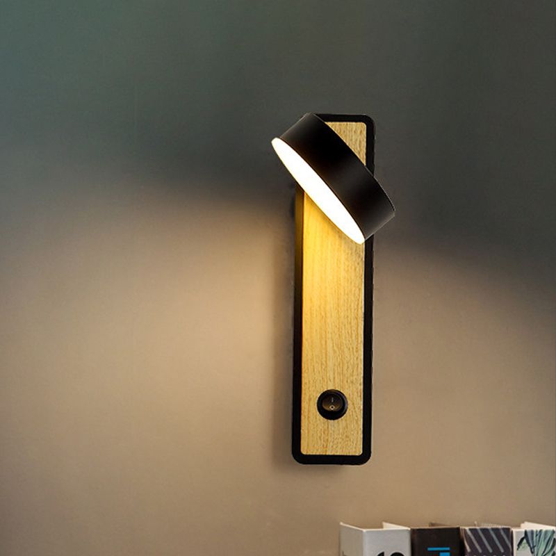 Rotabile 1 luce rotonda a led lampada con applique legno moderno illuminazione in legno in legno in legno in luce calda/bianca