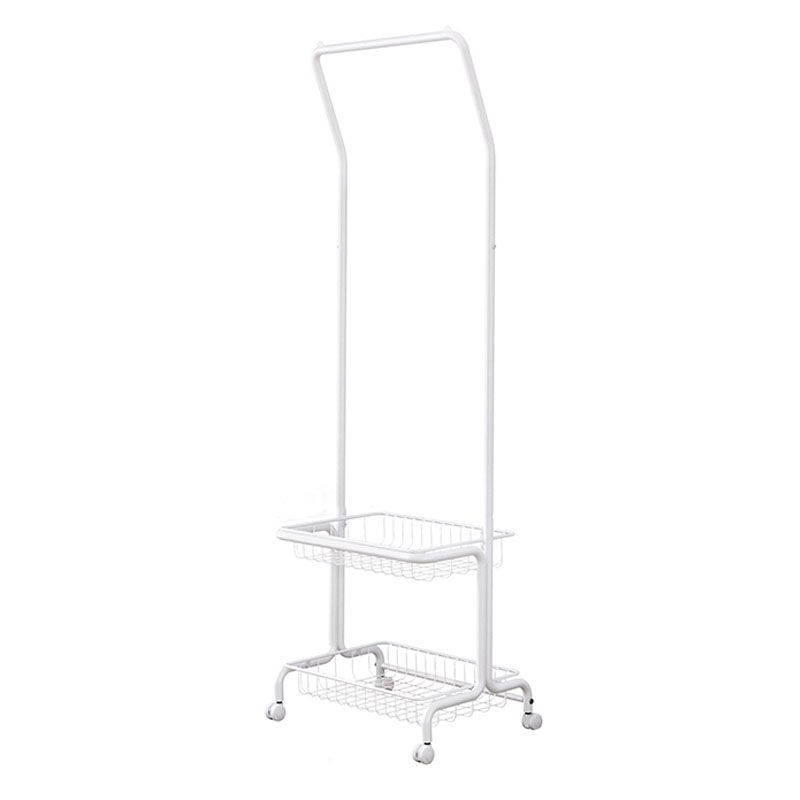 Modern Entryway Kit Coat Hanger Castors and Basket Storage Shelf Coat Rack