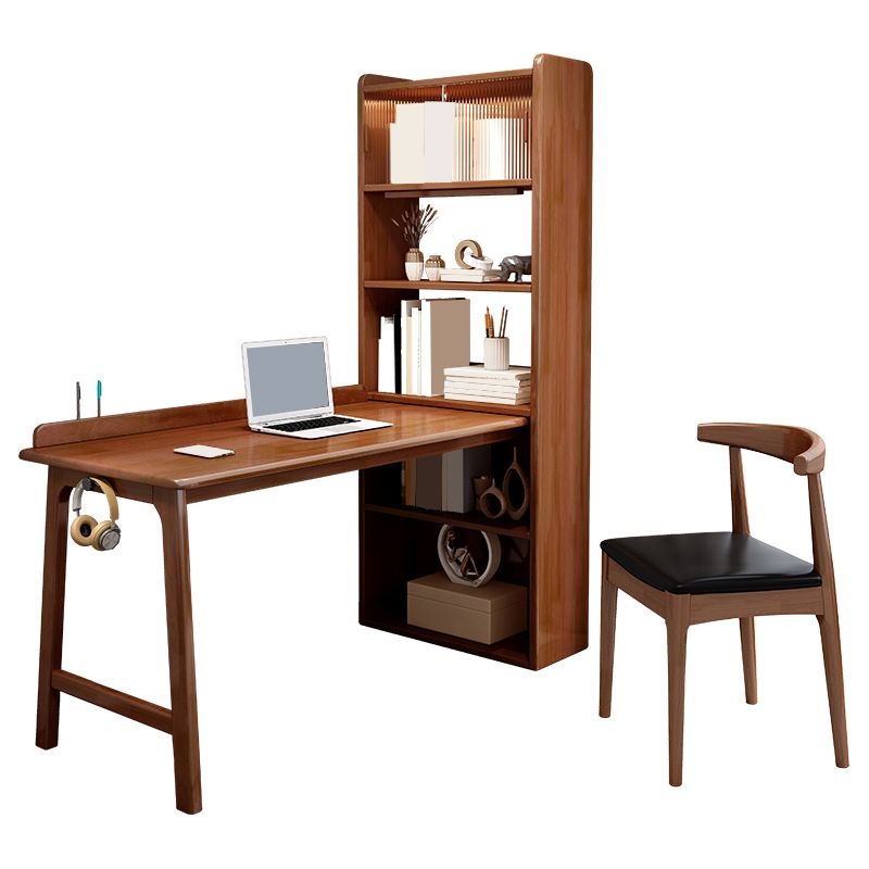 Modern Writing Desk with Storage and Cabinet Solid Wood Desk with Chair