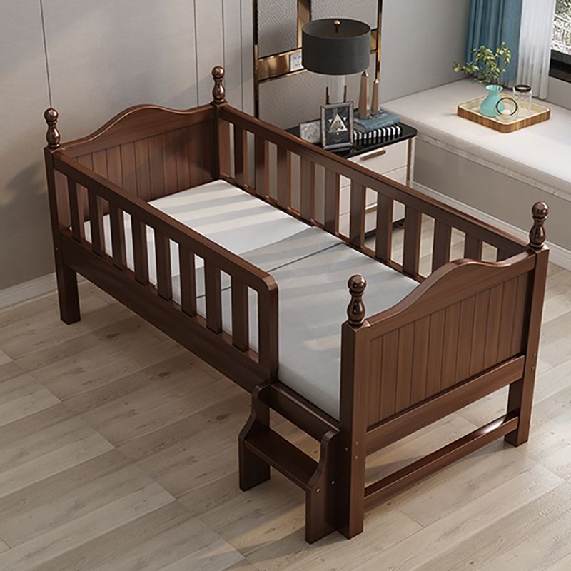 Espresso Wood Baby Crib Traditional Crib Nursery Bed with Guardrail