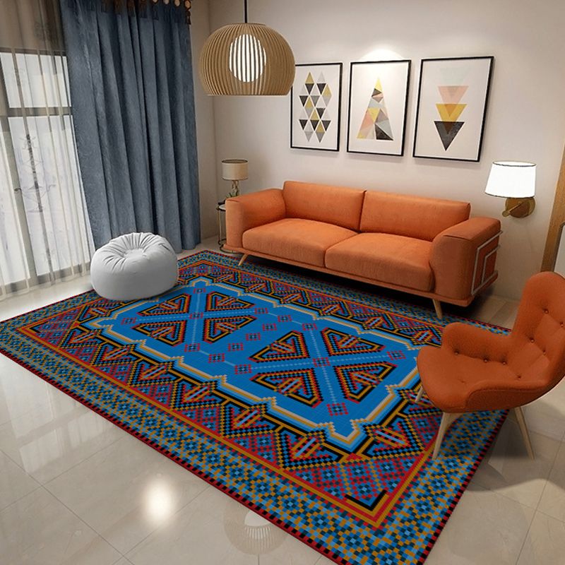 Persian Southwestern Pattern Rug Polyester Carpet Non-Slip Backing Area Rug for Home Decoration