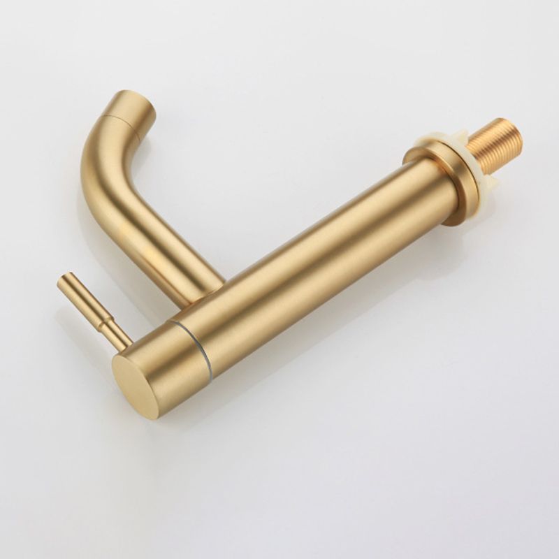 Circular Single Handle Bathroom Faucet Single Hole Vessel Sink Faucet in Brush Gold