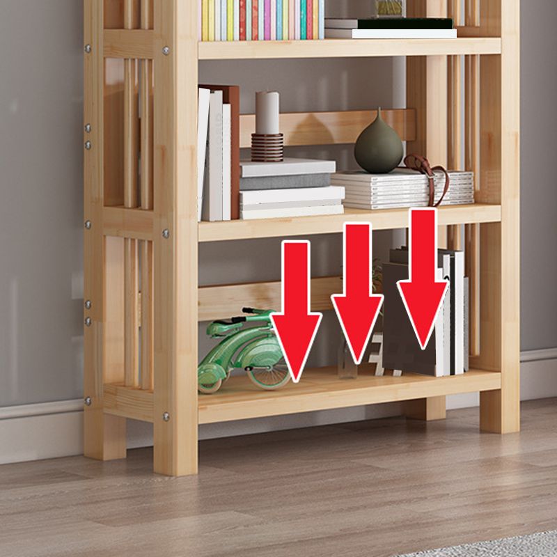 Contemporary Solid Wood Book Display Open Shelf Standard Bookcase