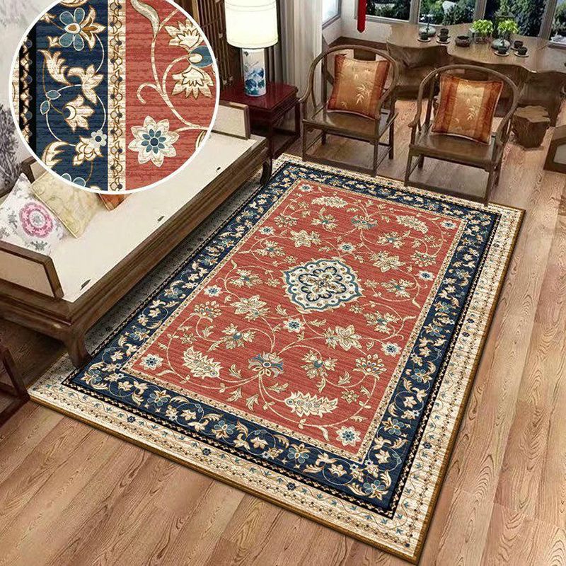 Antique Glam Living Room Rug Victorian Flower Print Indoor Rug Polyester Easy Care Friendly Washable Carpet