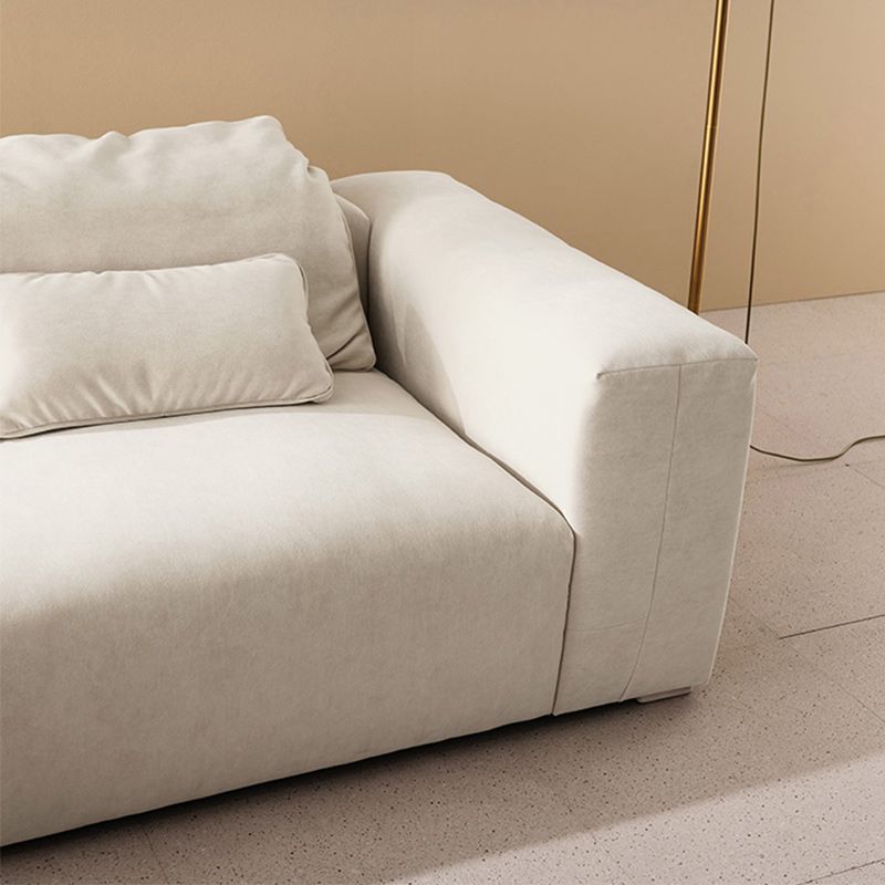 Creamy-White Contemporary Microsuede Tuxedo Arm Sofa for Living Room, Apartment