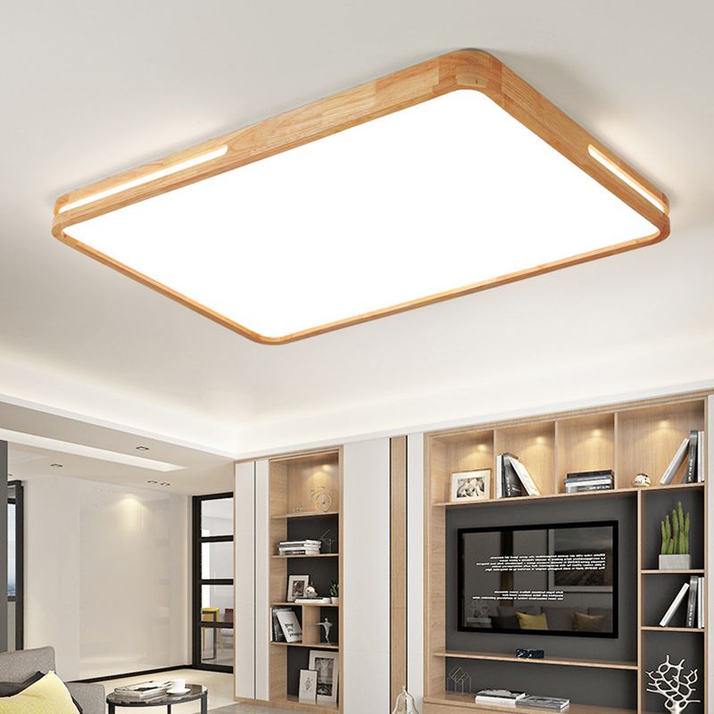 1 Light Geometric Flush Mount Contemporary Wood Ceiling Light