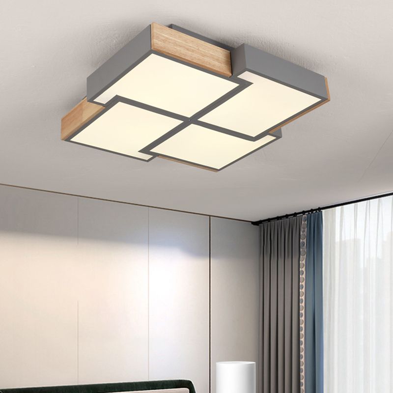 Geometric Flush Ceiling Light Minimal Metal Mount Lighting for Bedroom