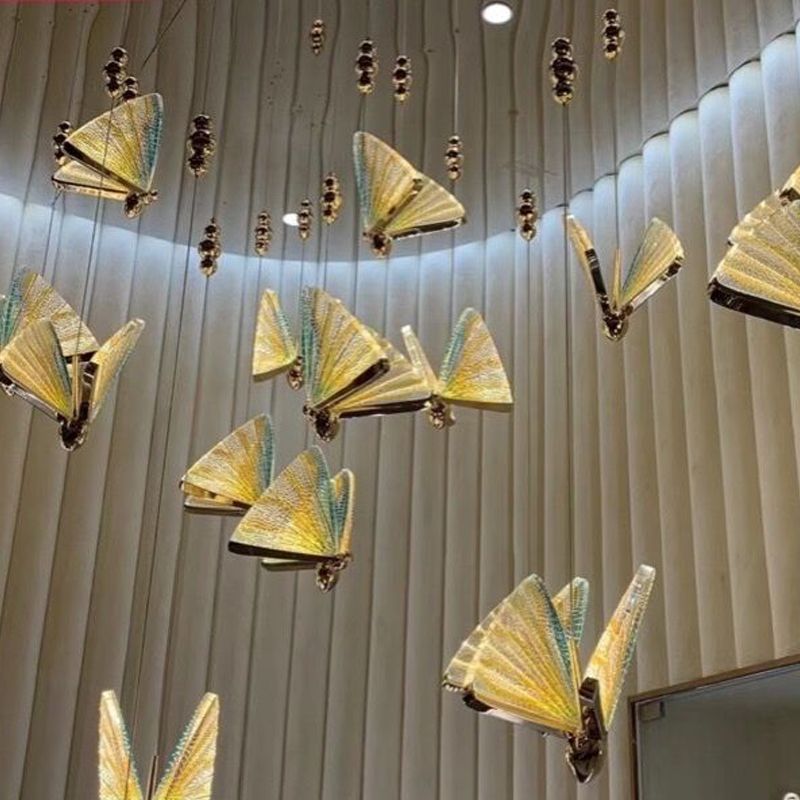 Butterfly Shade Hanging Lighting Modern Style Metal 1 Lights Hanging Lamp for Bedroom