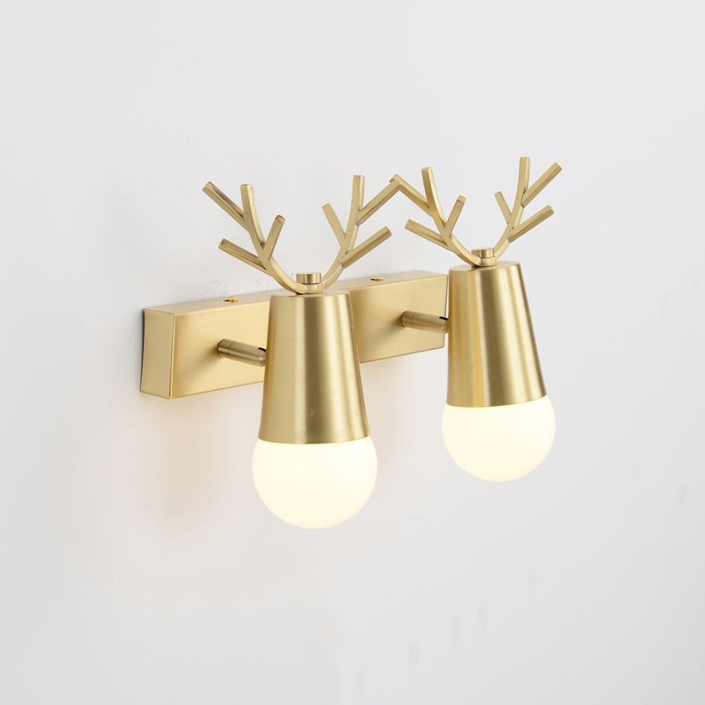 Nordic Style Copper Vanity Light Antlers Shape Vanity Lamp for Shower Room