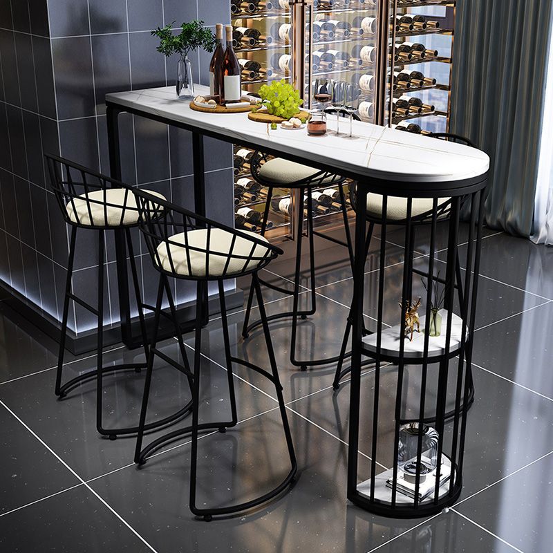 Modern Stone Bar Dining Table Ellipse Bar Table for Small Places