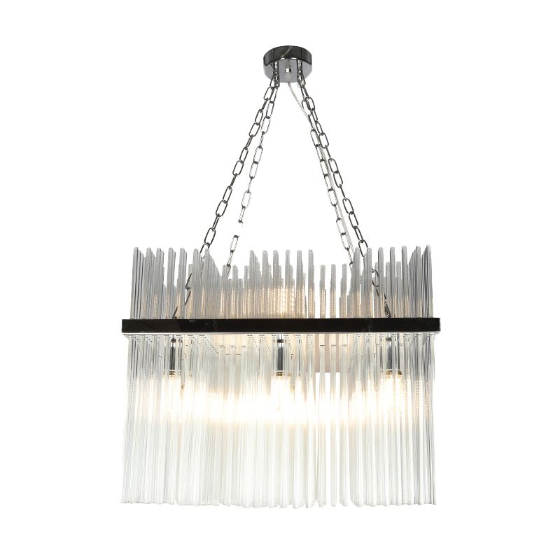 Stainless-Steel Tube Chandelier Lamp Contemporary 10 Bulbs Crystal Ceiling Hanging Light