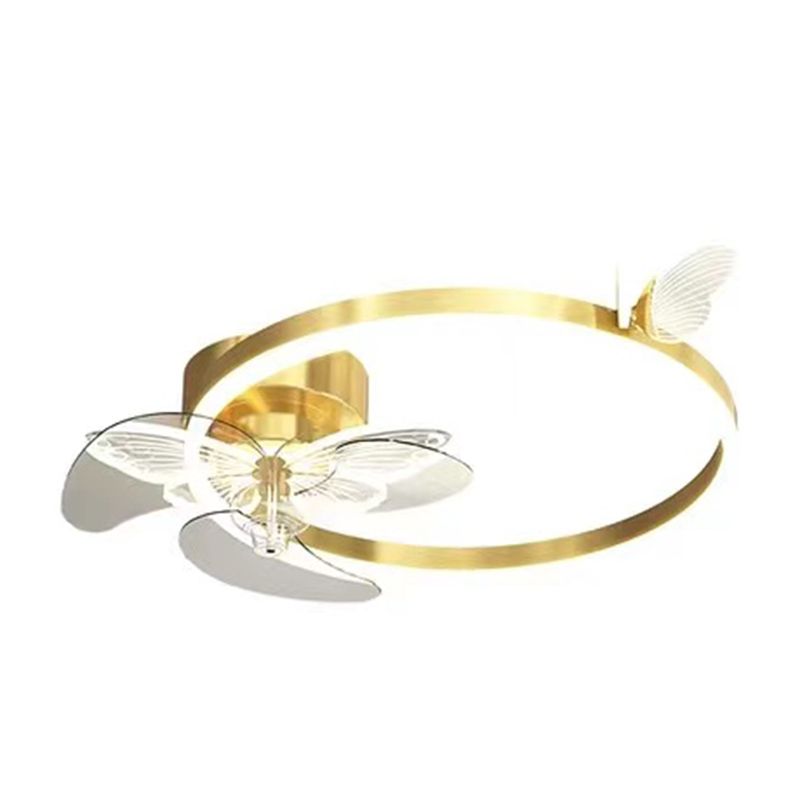 Contemporary LED Circle Fan Ceiling in Black / Gold Finish Metal Fan Lighting