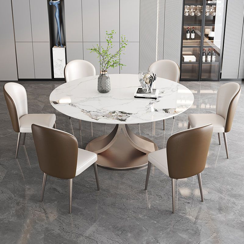 Glam Sintered Stone Dining Table Round Dinner Room Table for Dining Room